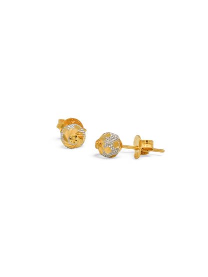 22ct Gold Two Tone Ball Stud Earrings - Roop Darshan