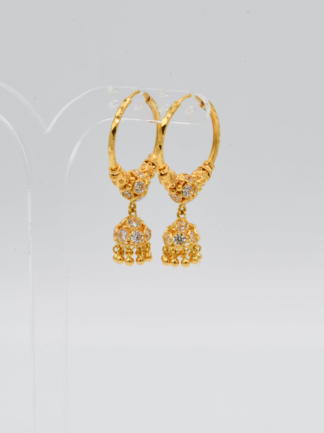 22ct Gold CZ Ball Jhumki Bali - Roop Darshan