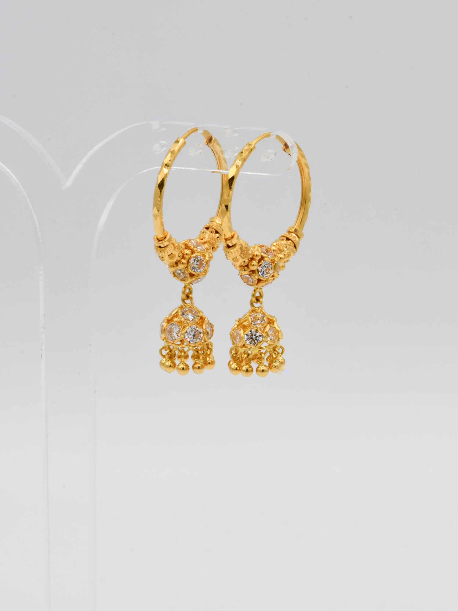 22ct Gold CZ Ball Jhumki Bali