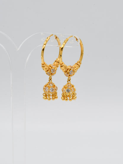 22ct Gold CZ Ball Jhumki Bali