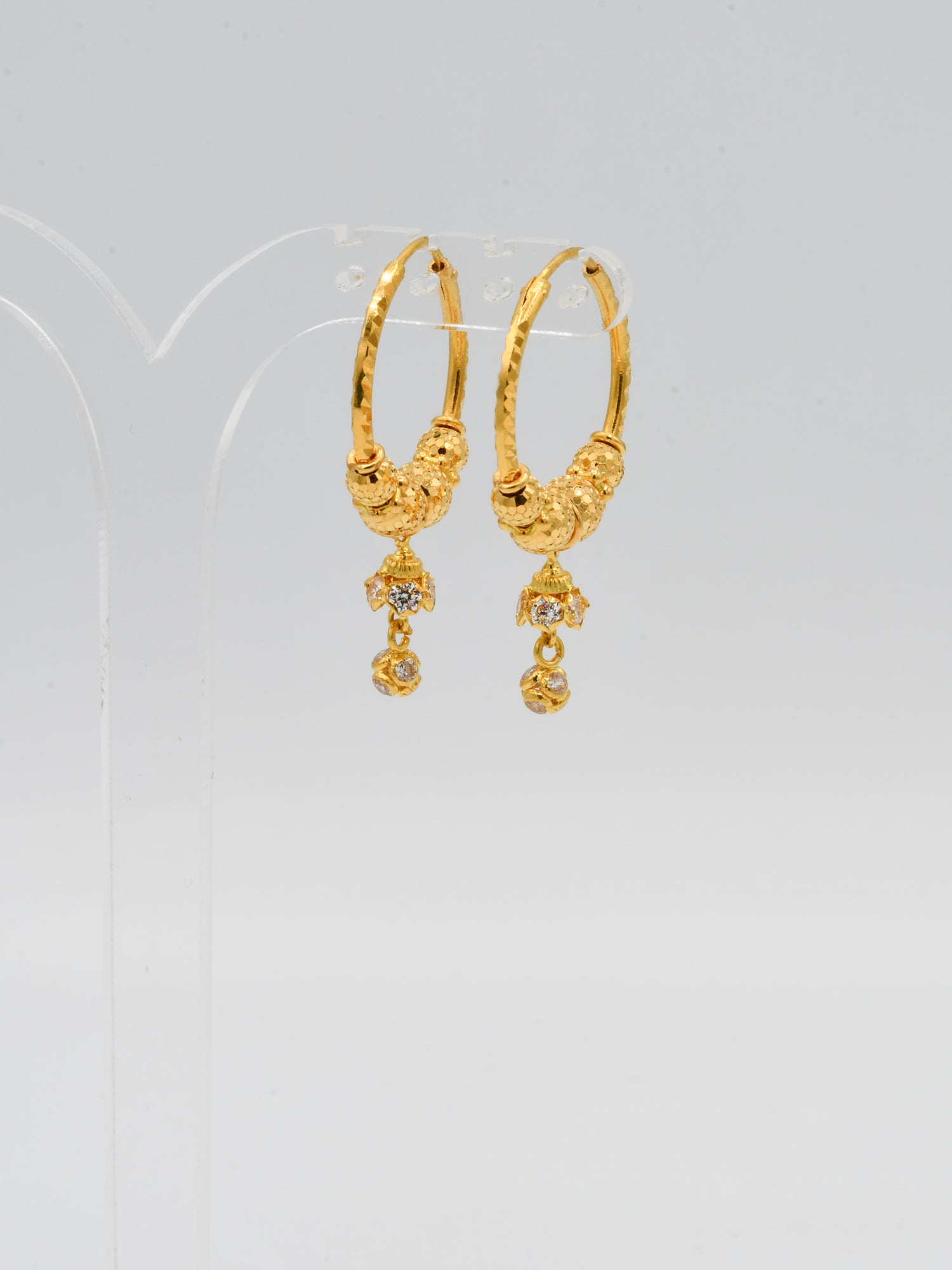 22ct Gold CZ Ball Bali
