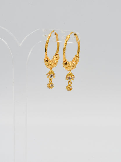 22ct Gold CZ Ball Bali