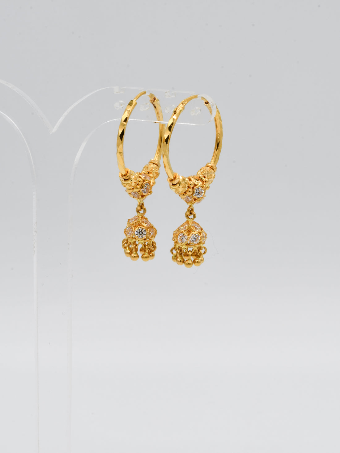22ct Gold CZ Ball Jhumki Bali