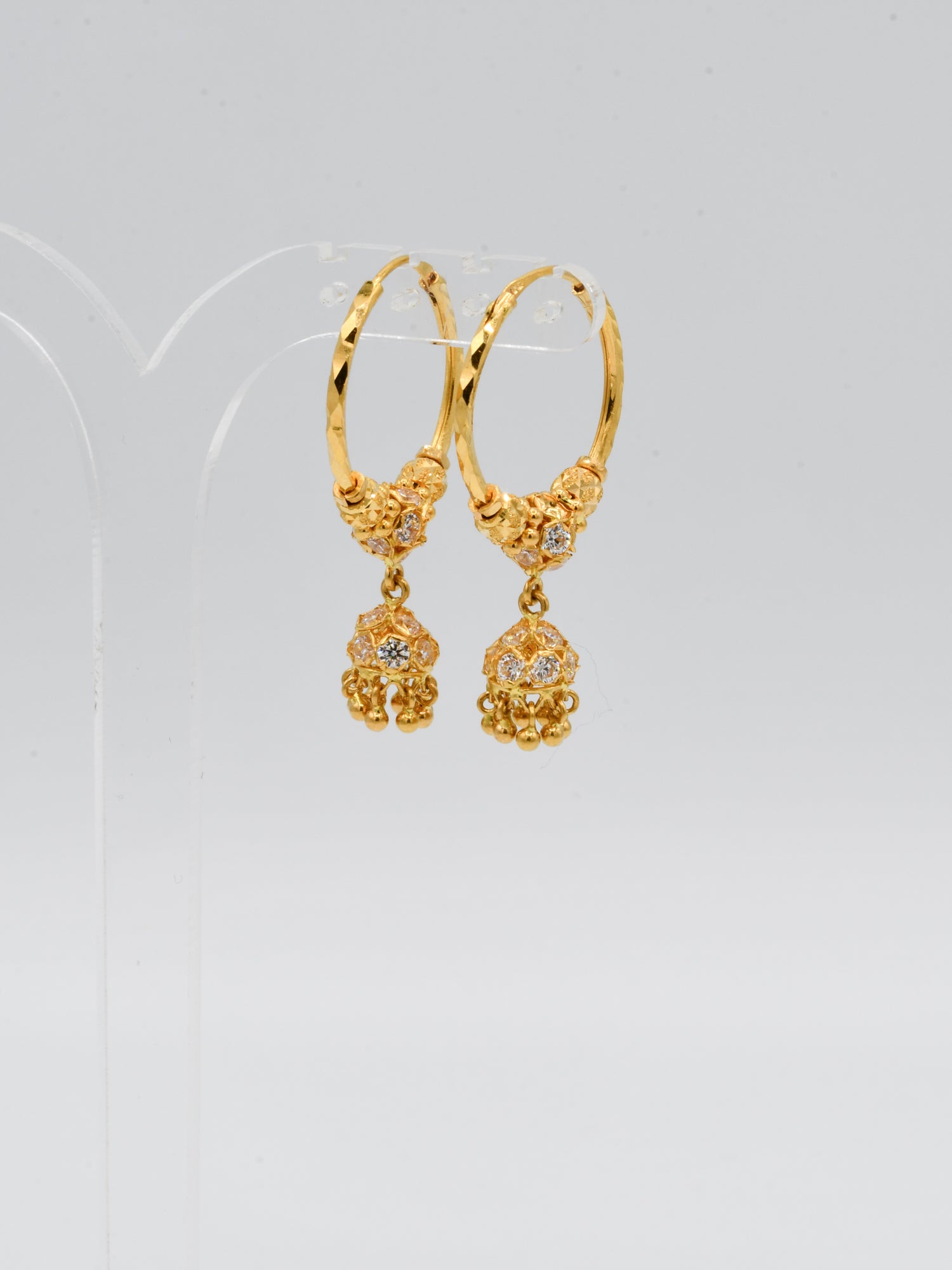 22ct Gold CZ Ball Jhumki Bali