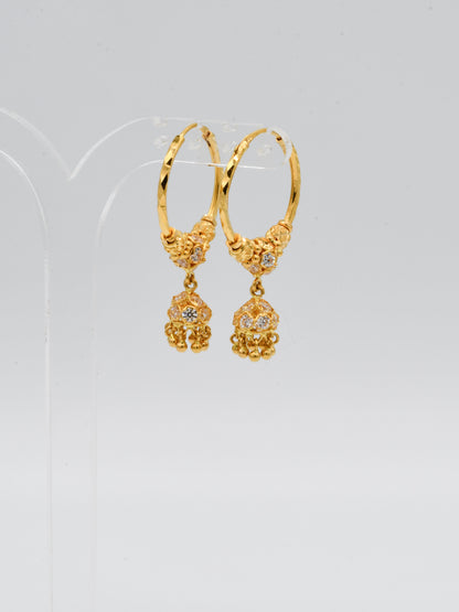 22ct Gold CZ Ball Jhumki Bali