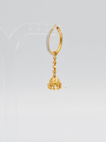 22ct Gold Two Tone Jhumki Bali