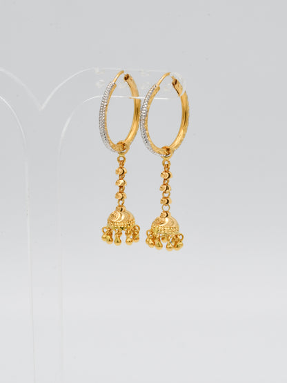 22ct Gold Two Tone Jhumki Bali