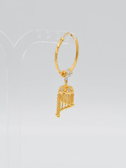 22ct Gold Two Tone Ball Jhumki Bali