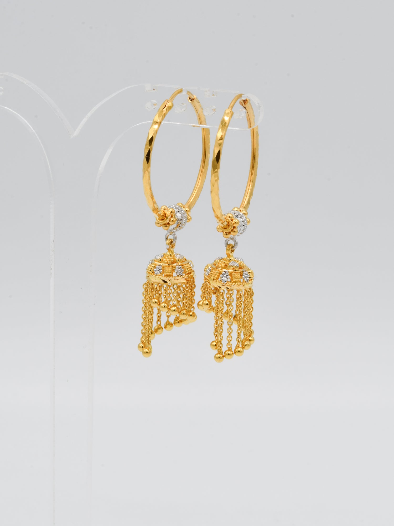 22ct Gold Two Tone Ball Jhumki Bali