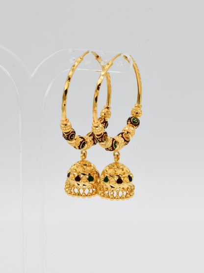 22ct Gold Minakari Ball Jhumki Bali