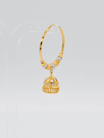 22ct Gold Two Tone Ball Jhumki Bali