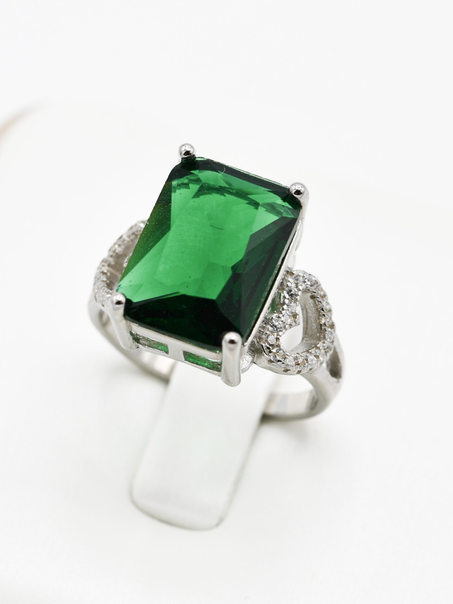 Silver Green CZ Ladies Ring - Roop Darshan