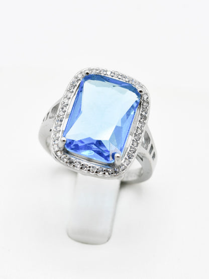 Silver Blue CZ Ladies Ring - Roop Darshan