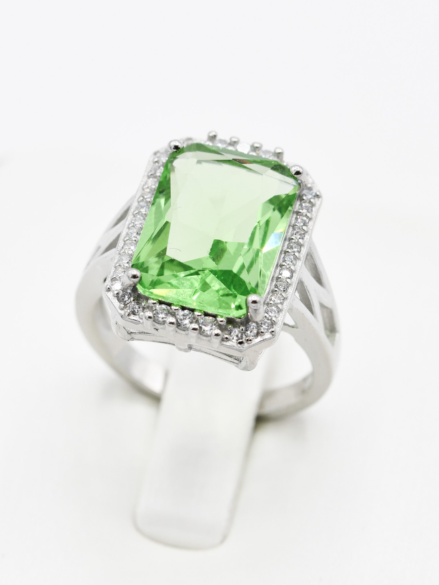 Silver Green CZ Ladies Ring - Roop Darshan
