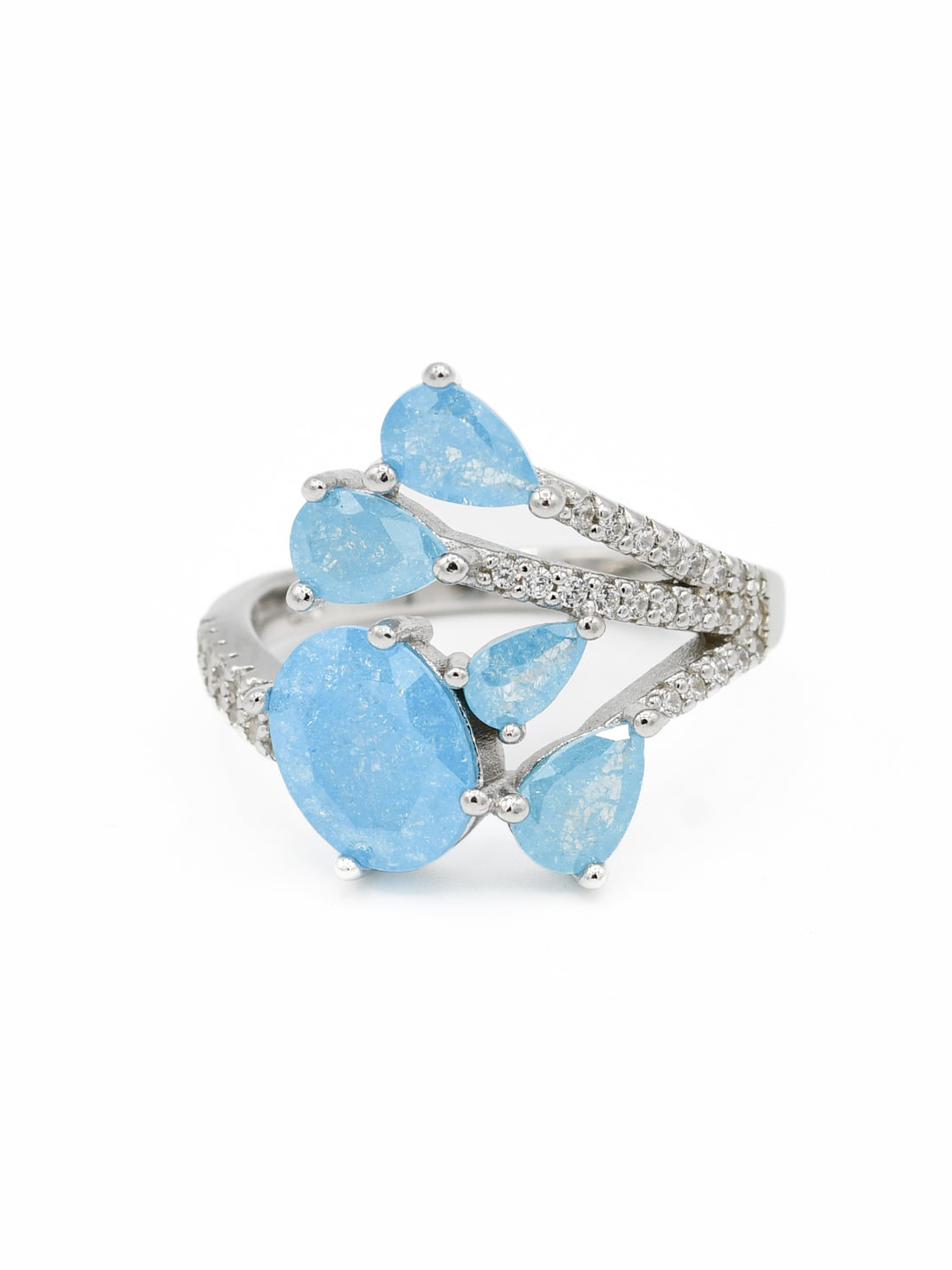 Silver Blue CZ Ladies Ring - Roop Darshan