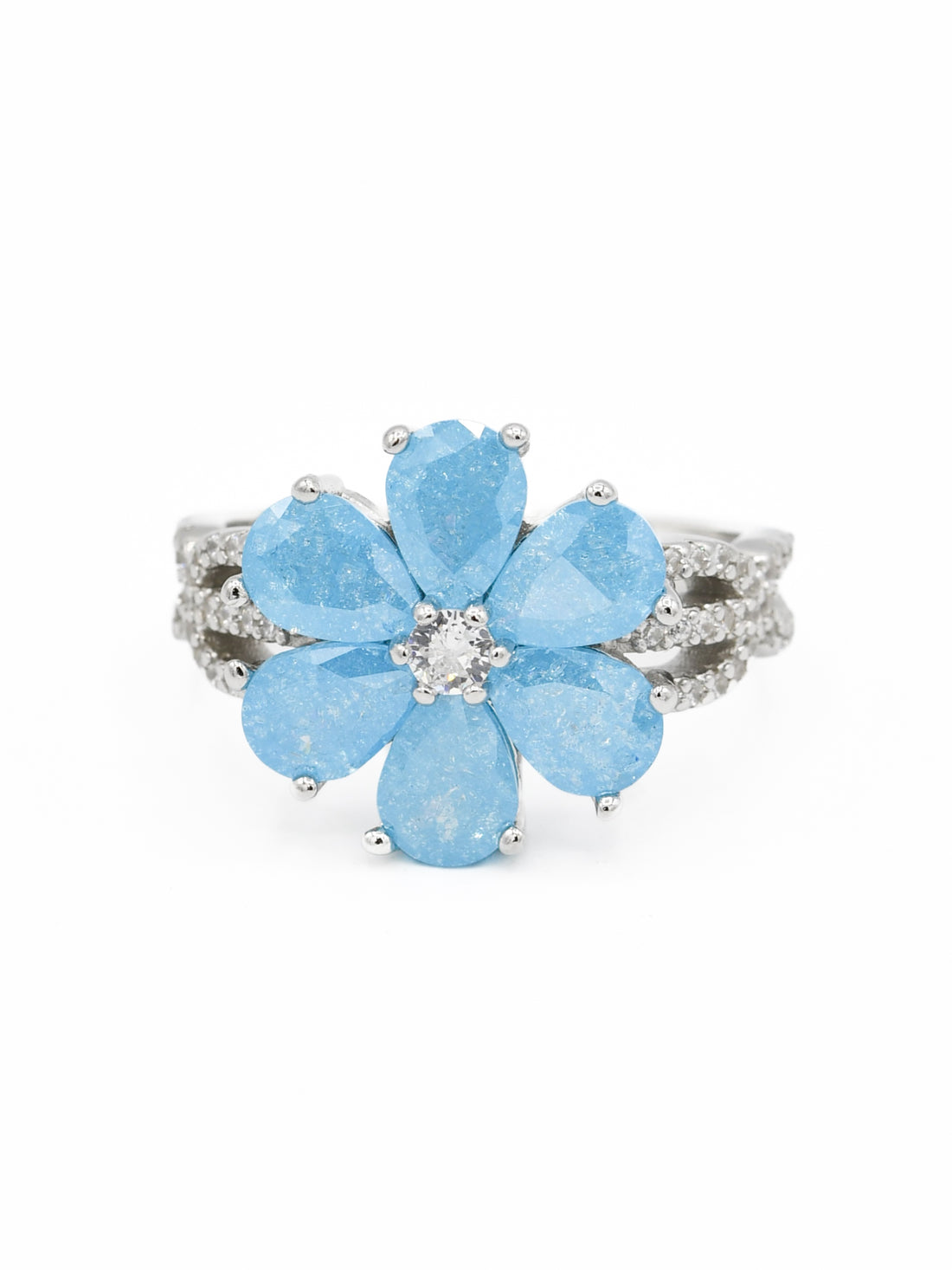Silver Blue CZ Ladies Ring - Roop Darshan