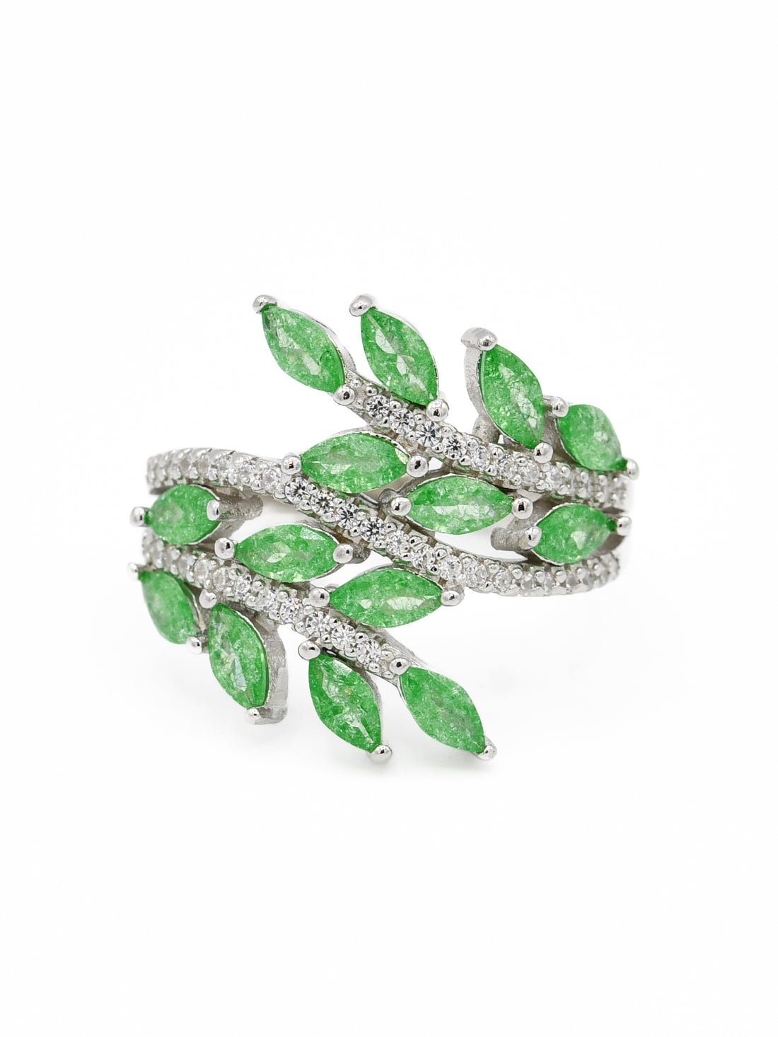Silver Green CZ Ladies Ring - Roop Darshan