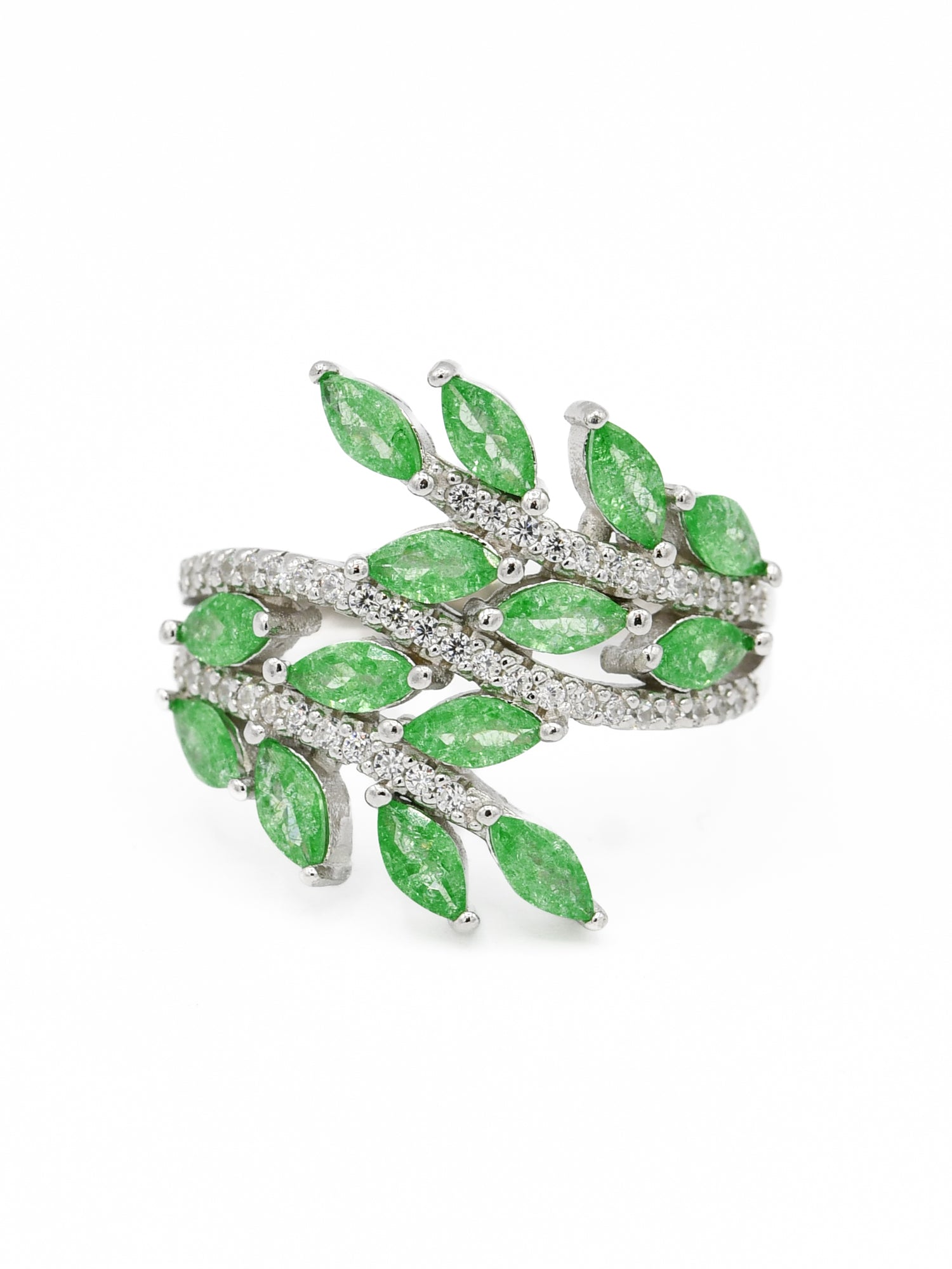 Silver Green CZ Ladies Ring - Roop Darshan