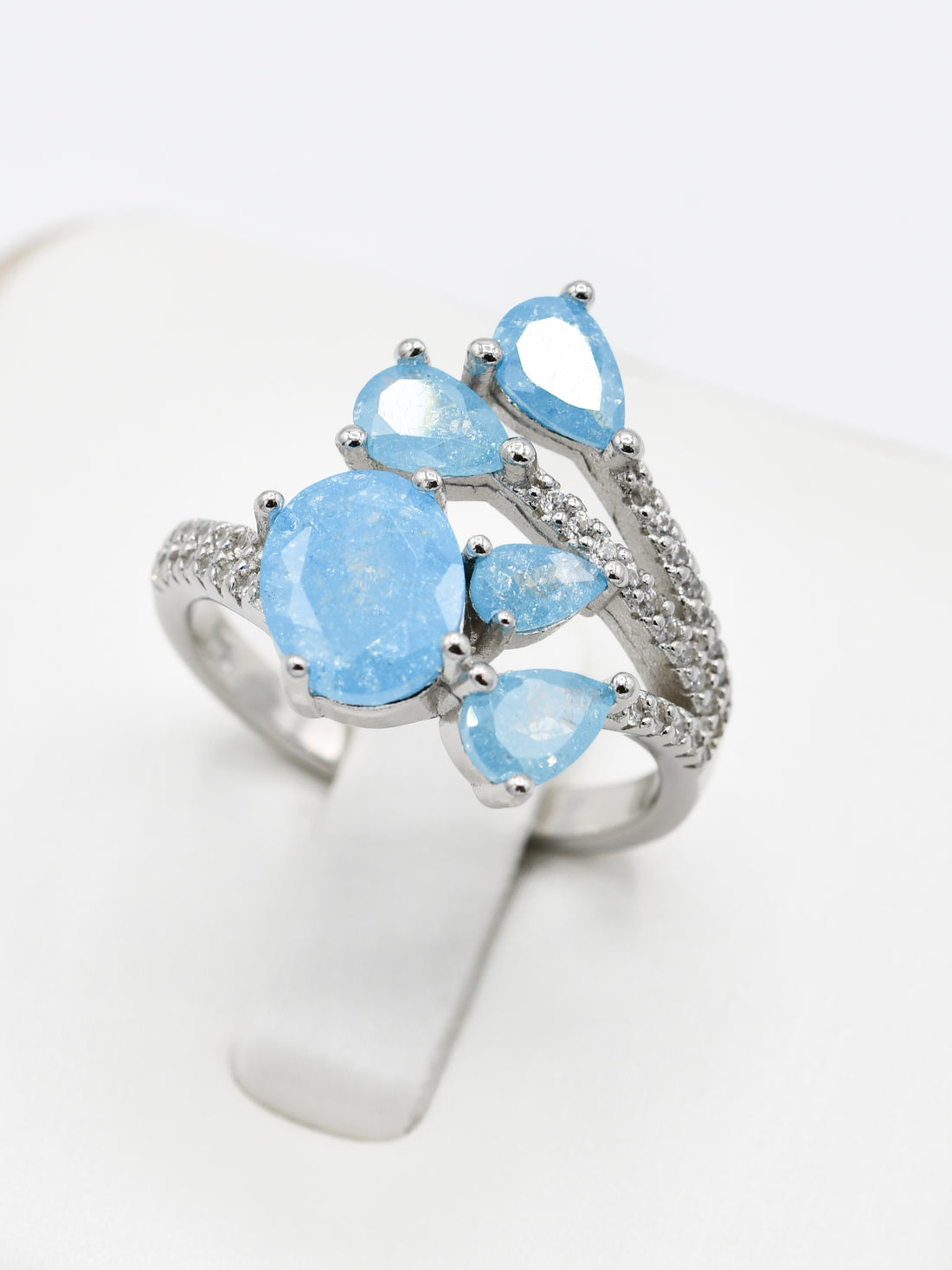 Silver Blue CZ Ladies Ring - Roop Darshan