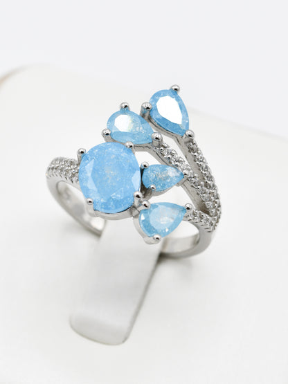 Silver Blue CZ Ladies Ring - Roop Darshan