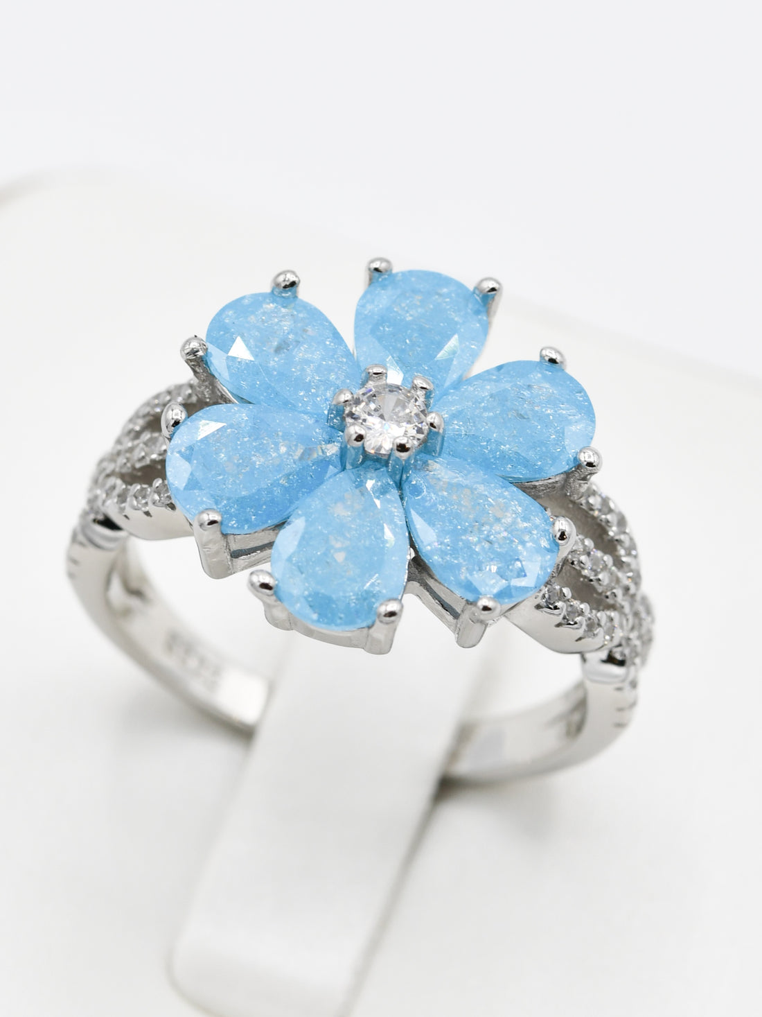 Silver Blue CZ Ladies Ring - Roop Darshan