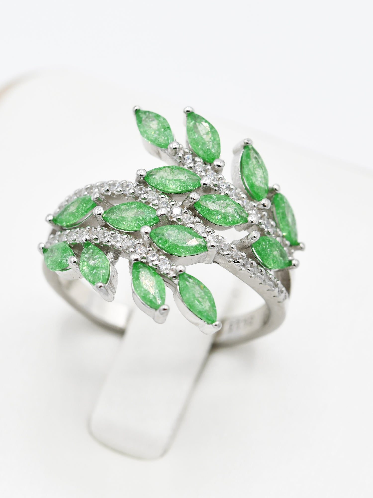 Silver Green CZ Ladies Ring - Roop Darshan