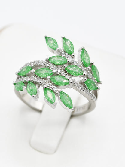 Silver Green CZ Ladies Ring - Roop Darshan