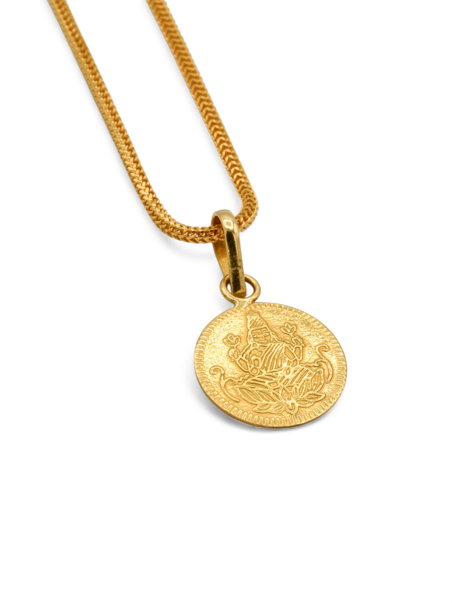 22ct Gold Laxmi Mata Coin Pendant - Roop Darshan
