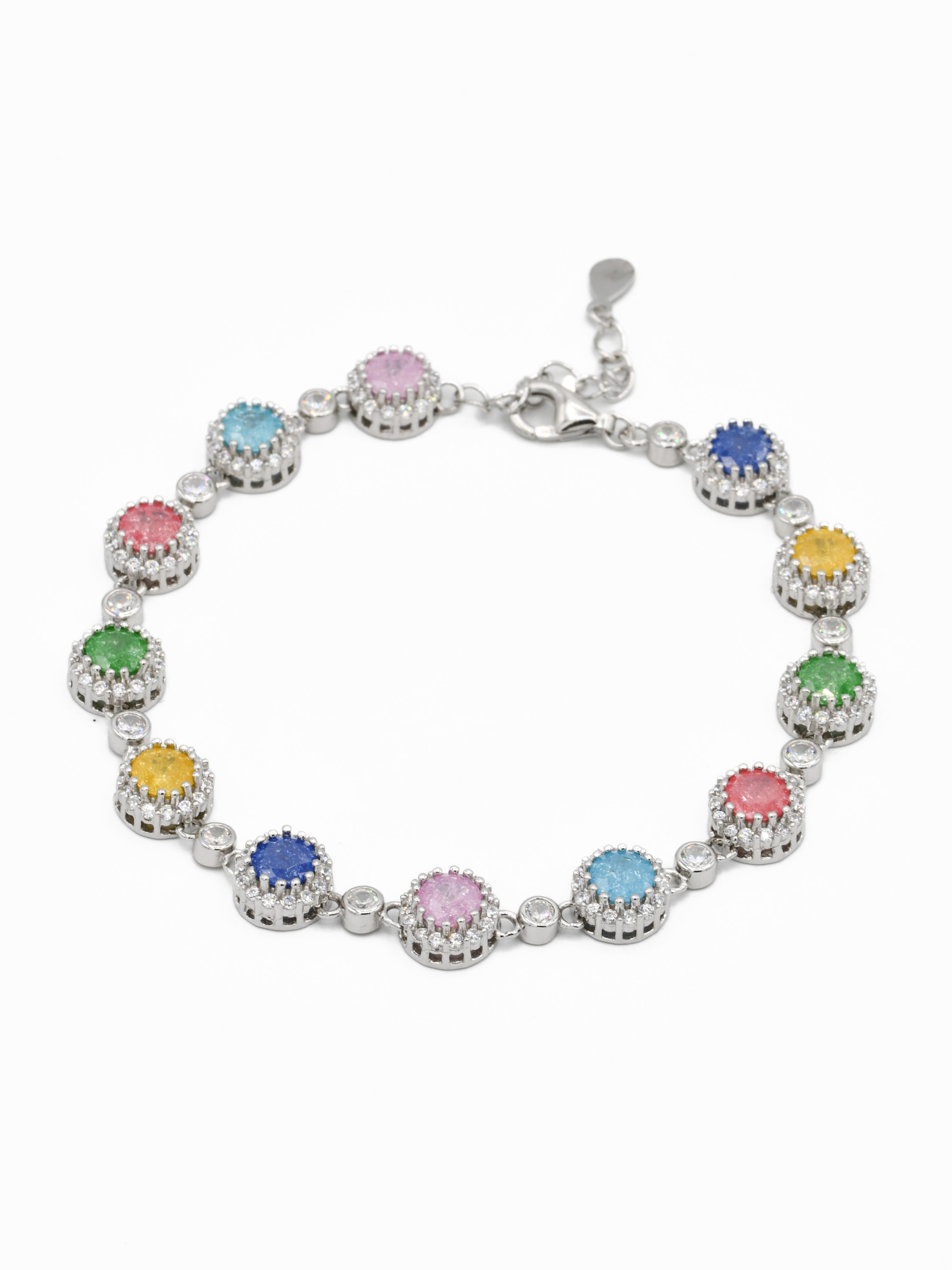 Silver Multi CZ Ladies Bracelet - Roop Darshan