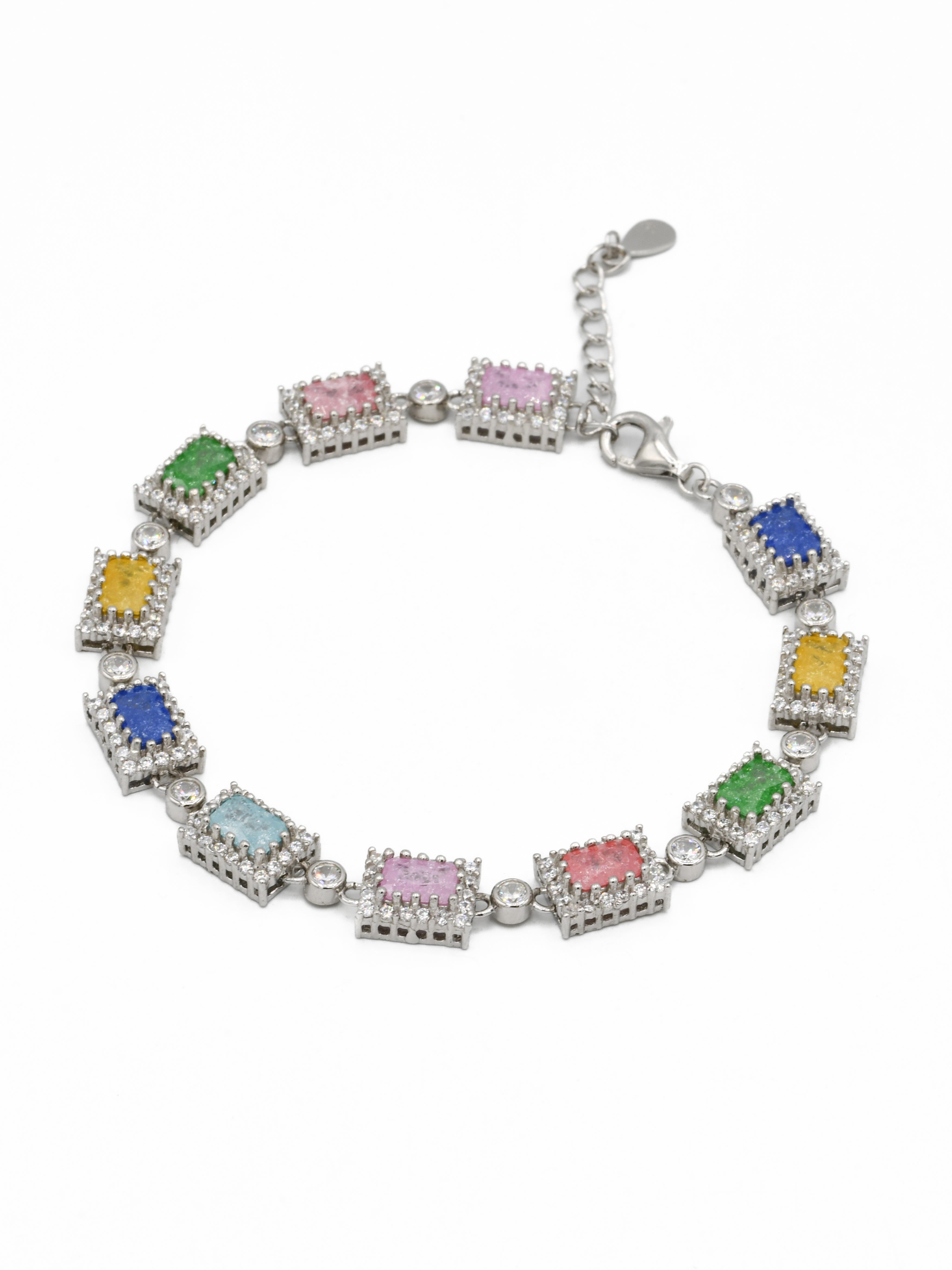 Silver Multi CZ Ladies Bracelet - Roop Darshan