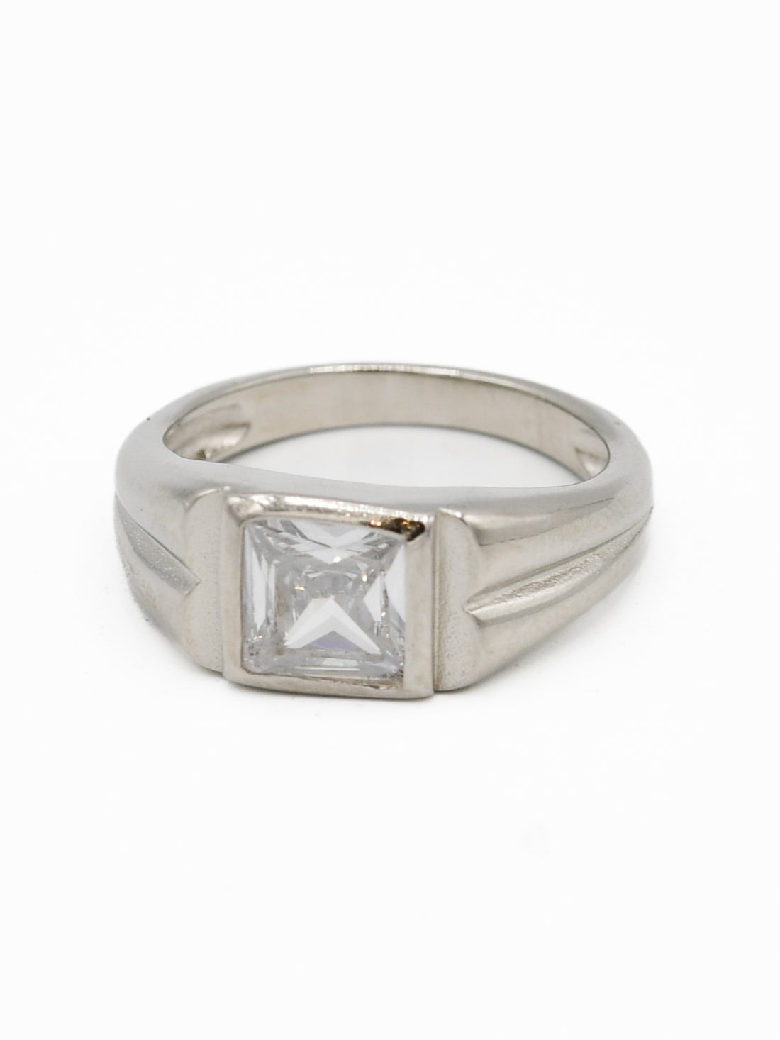 Silver White Stone Baby Ring