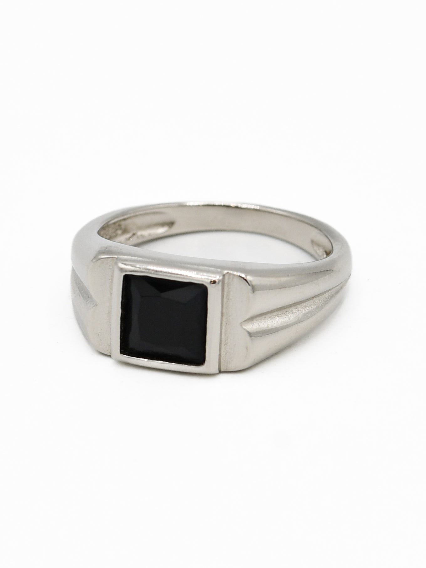 Silver Black Stone Baby Ring - Roop Darshan