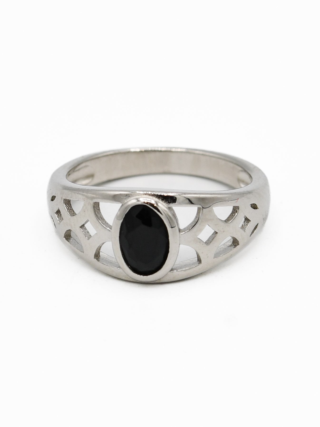Silver Black Stone Baby Ring - Roop Darshan