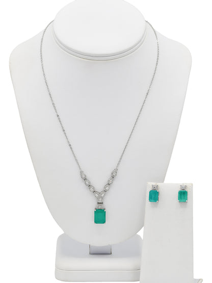 Silver CZ Necklace Set - Roop Darshan