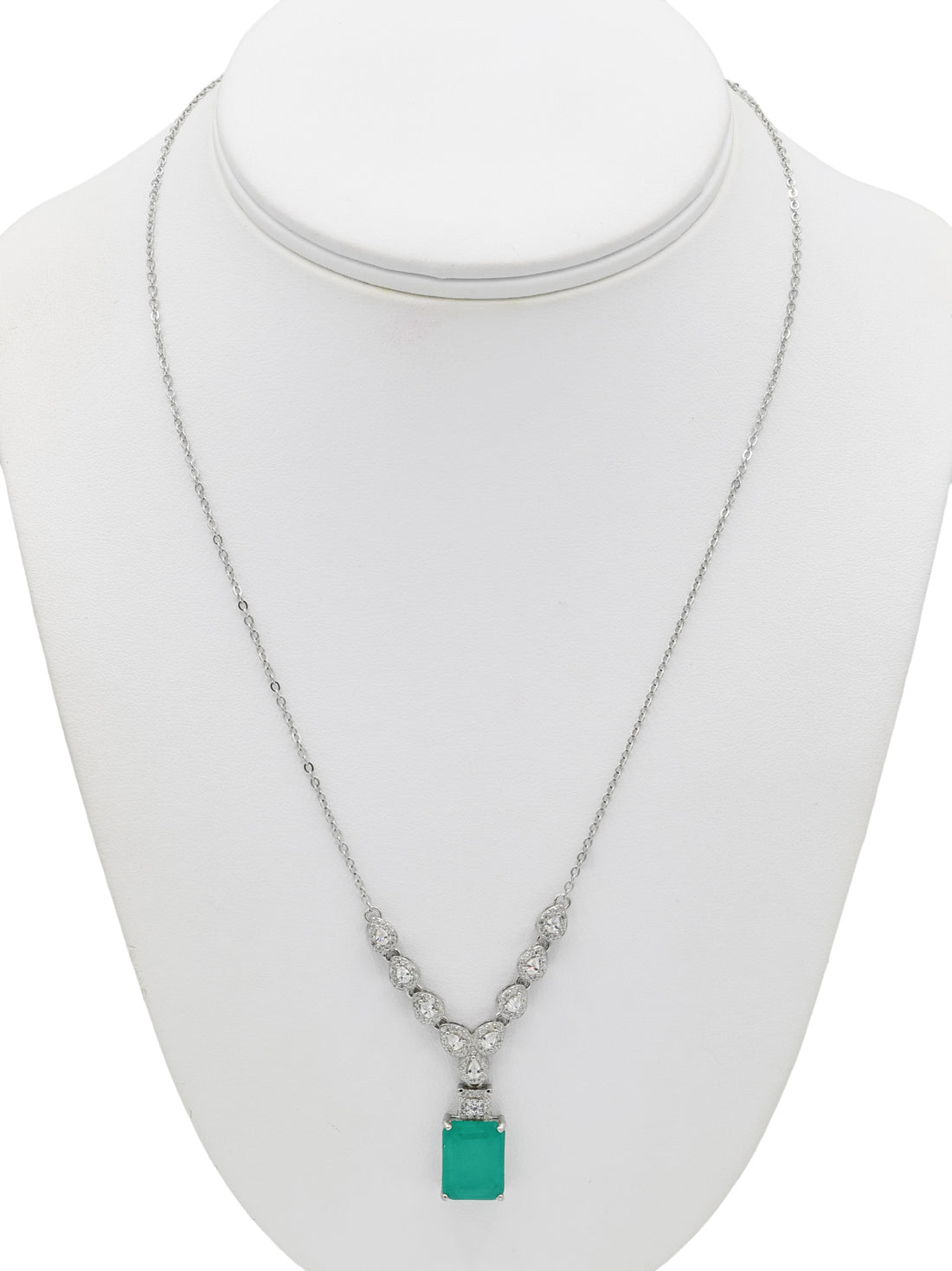 Silver CZ Necklace Set - Roop Darshan