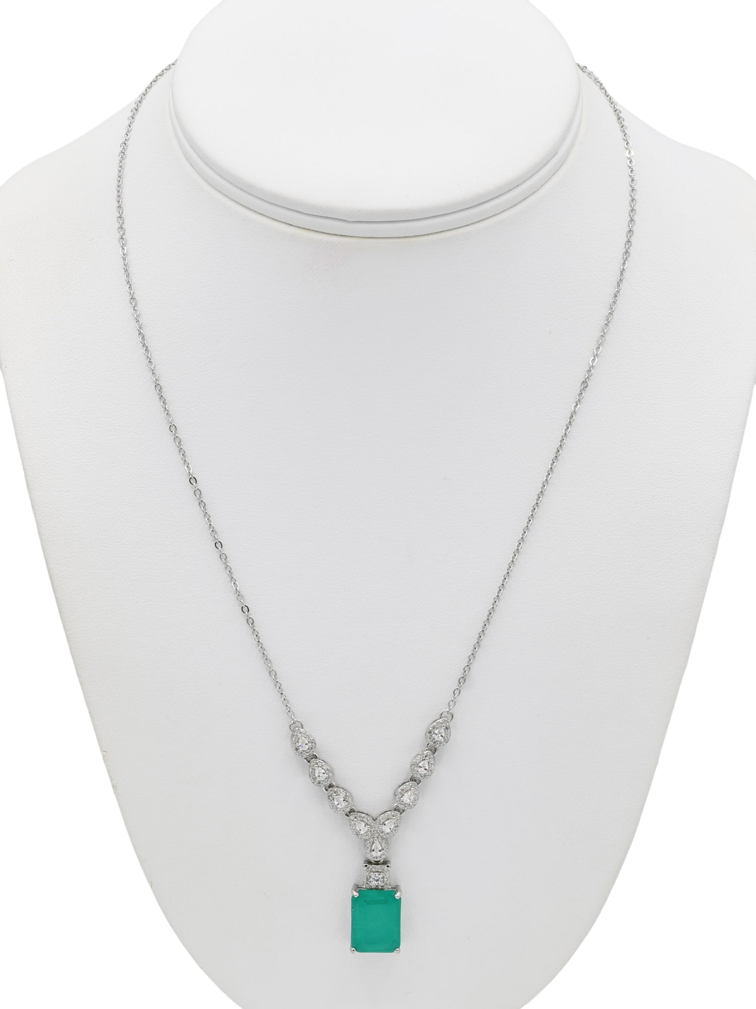 Silver CZ Necklace Set - Roop Darshan
