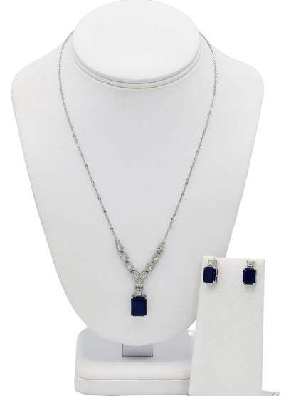 Silver CZ Necklace Set - Roop Darshan
