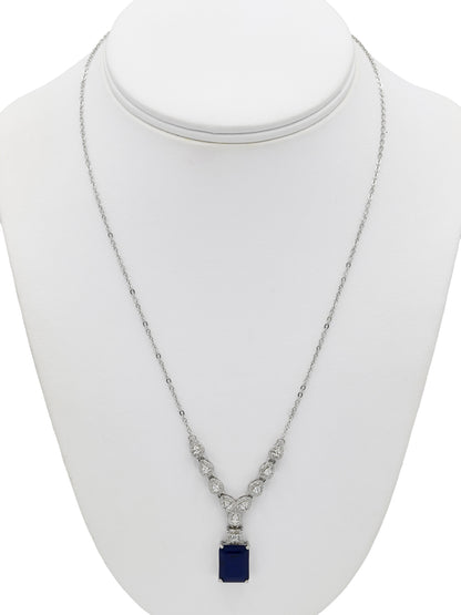 Silver CZ Necklace Set - Roop Darshan