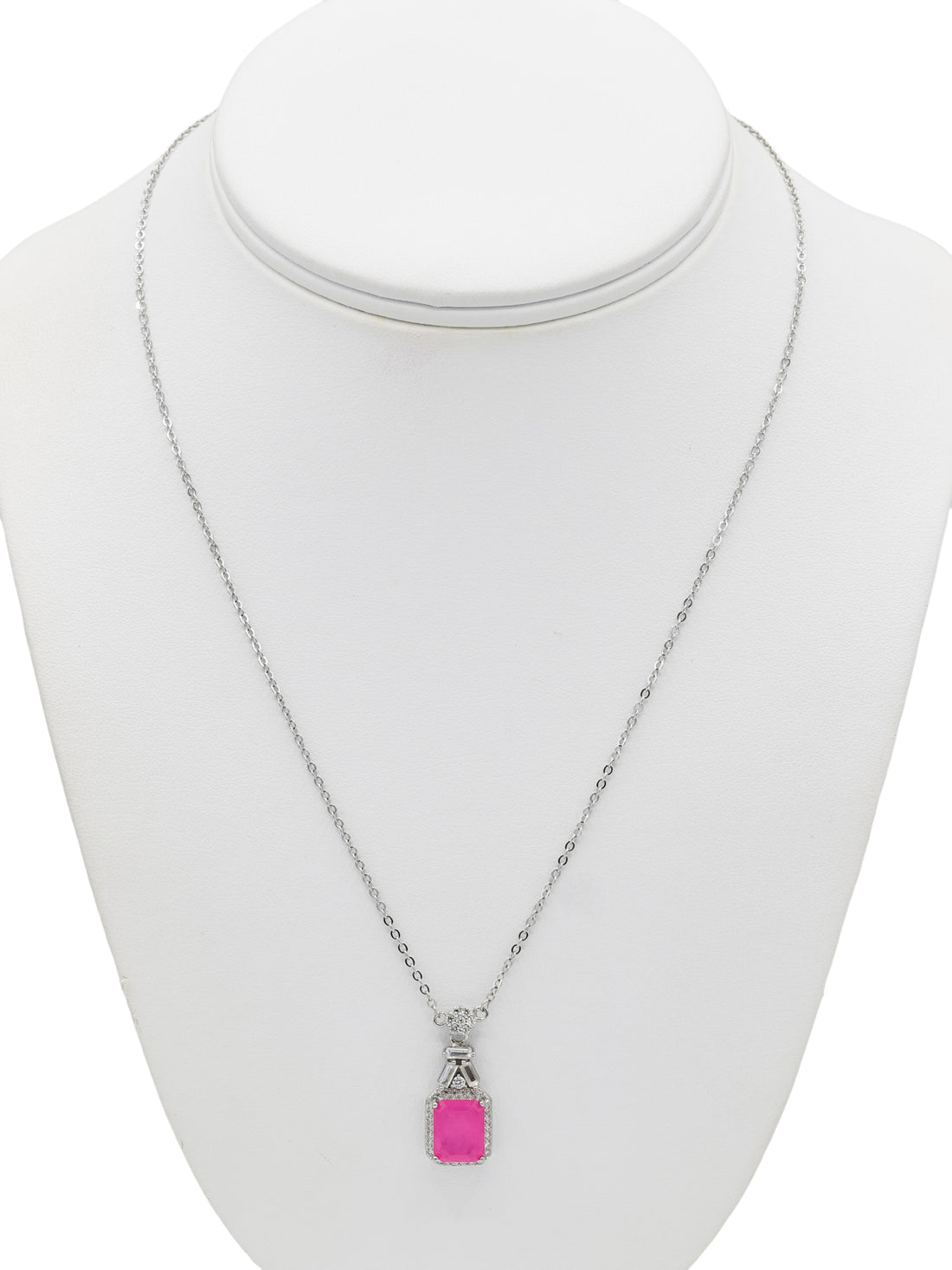 Silver CZ Necklace Set - Roop Darshan