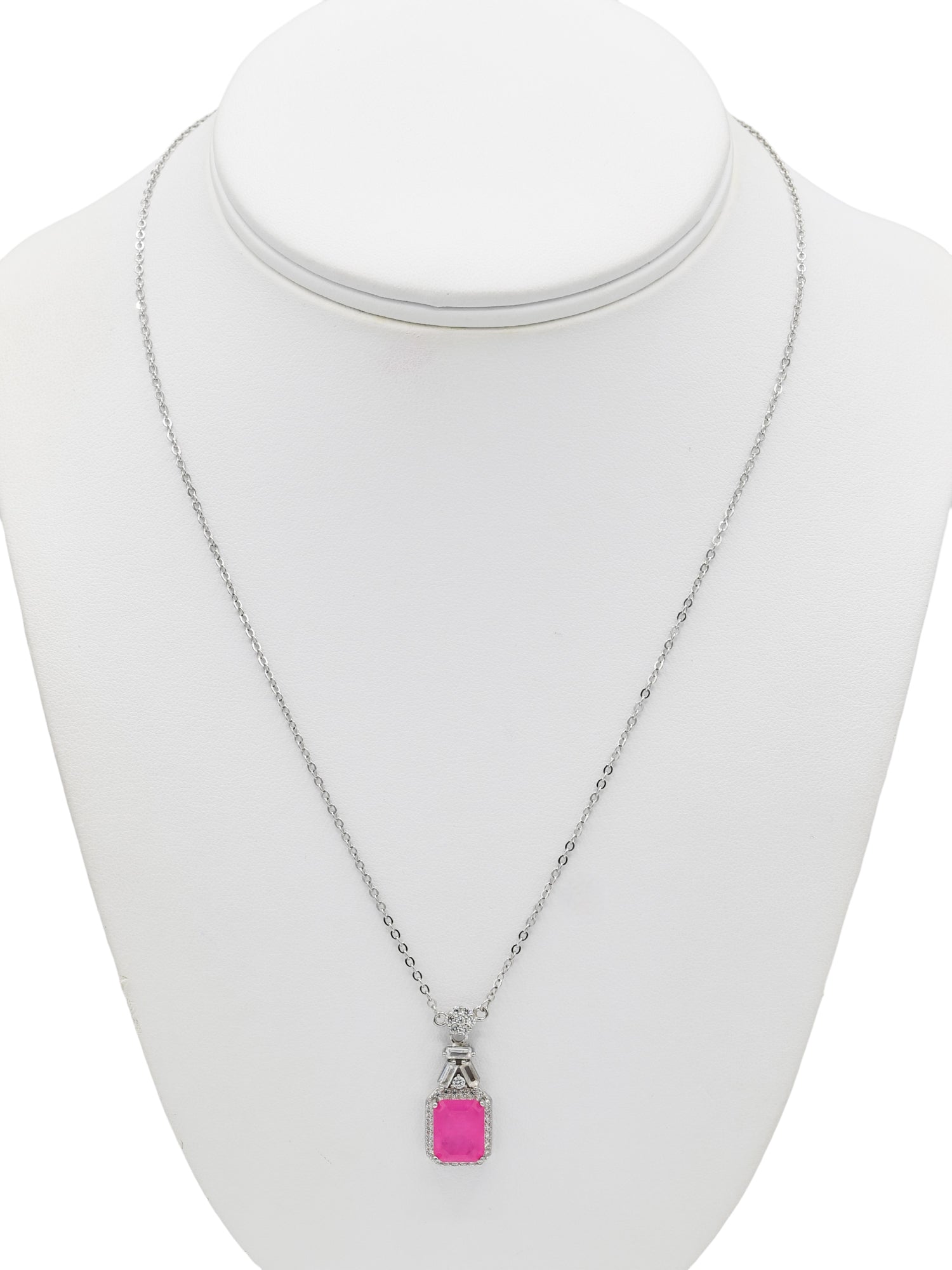 Silver CZ Necklace Set - Roop Darshan