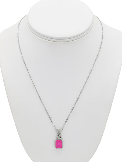 Silver CZ Necklace Set - Roop Darshan