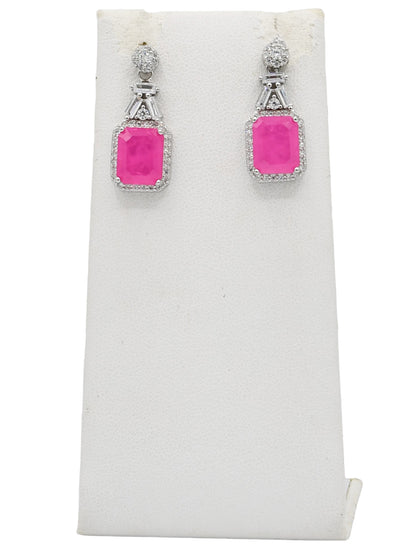 Silver CZ Necklace Set - Roop Darshan