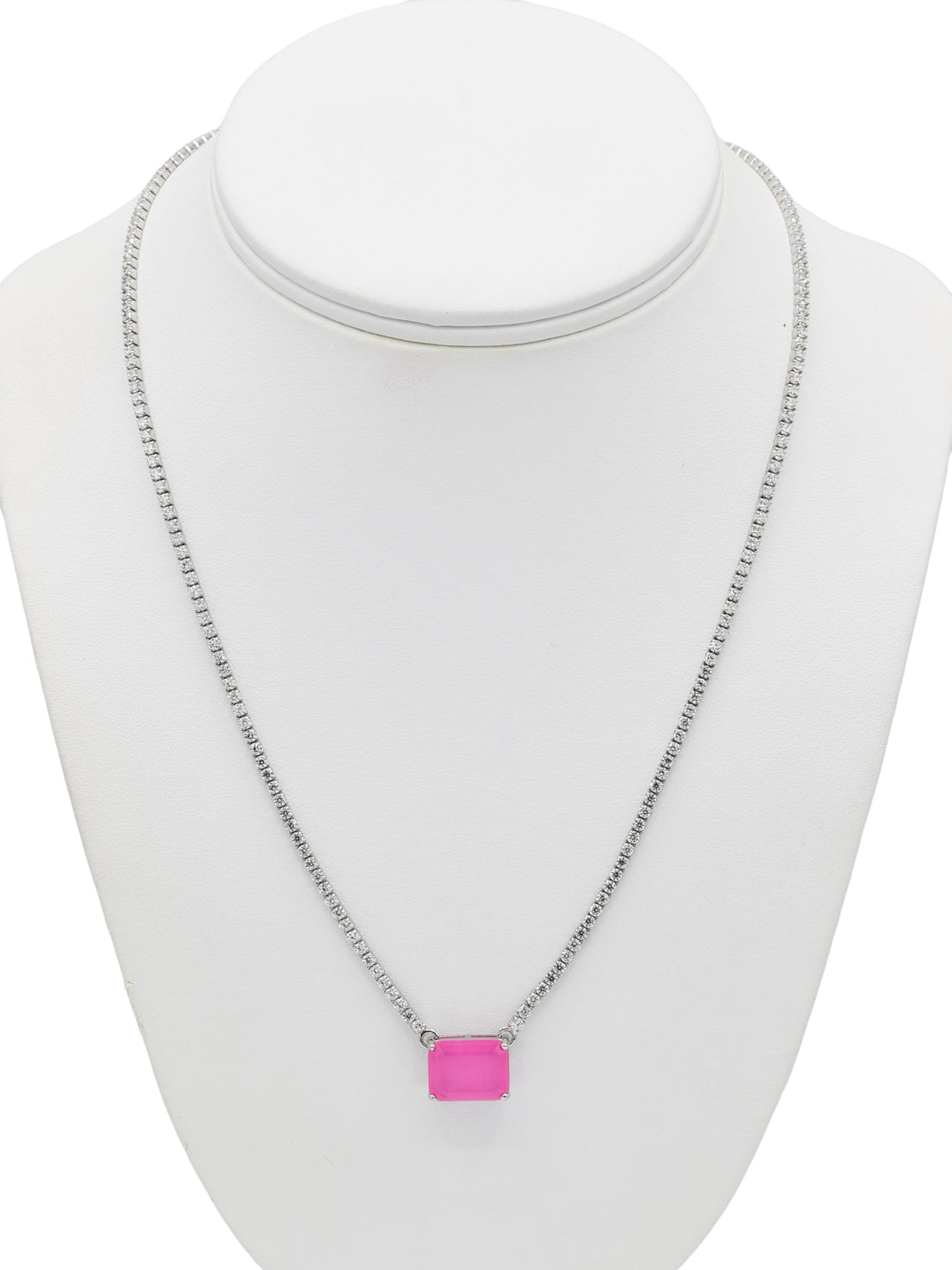 Silver Pink Stone CZ Fancy Chain - Roop Darshan