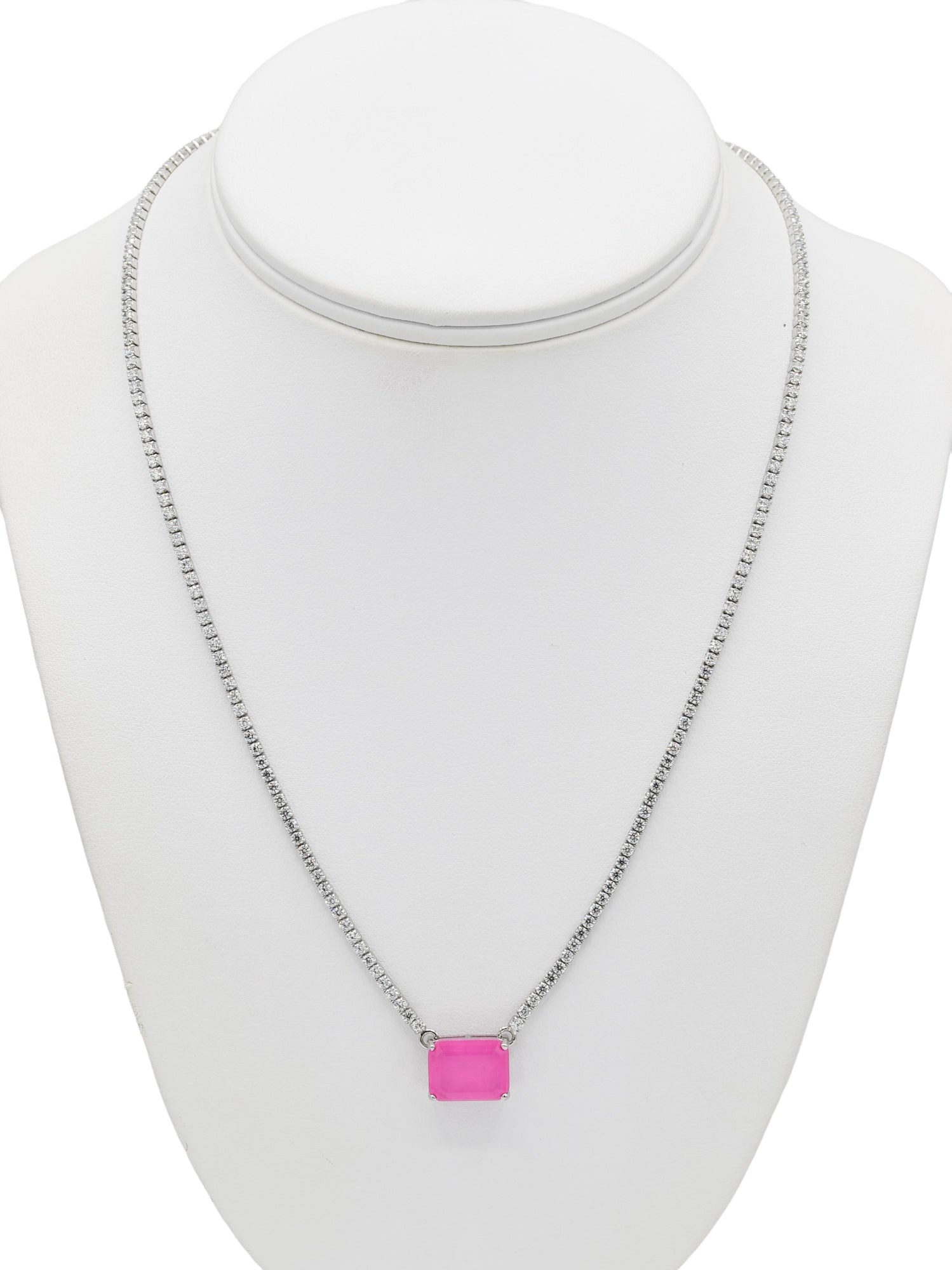 Silver Pink Stone CZ Fancy Chain - Roop Darshan