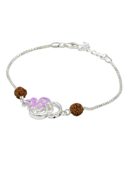 Silver Shree Om Rudraksh Rakhi Bracelet