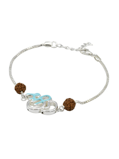 Silver Shree Om Rudraksh Rakhi Bracelet