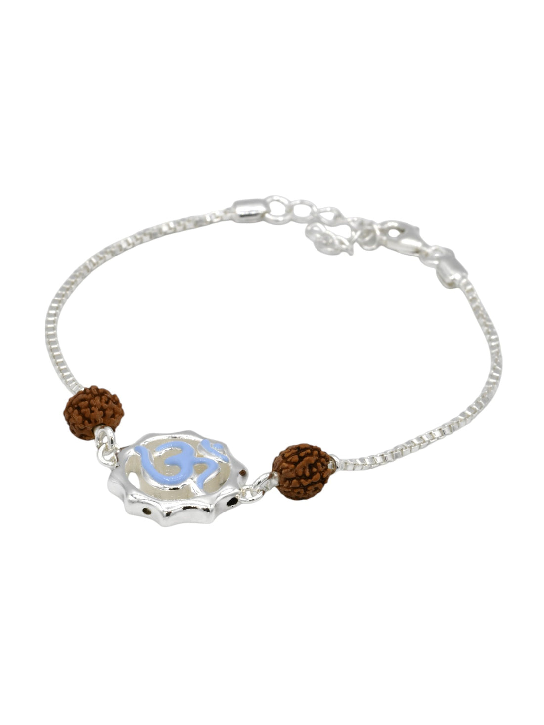 Silver Om Rudraksh Rakhi Bracelet - Roop Darshan
