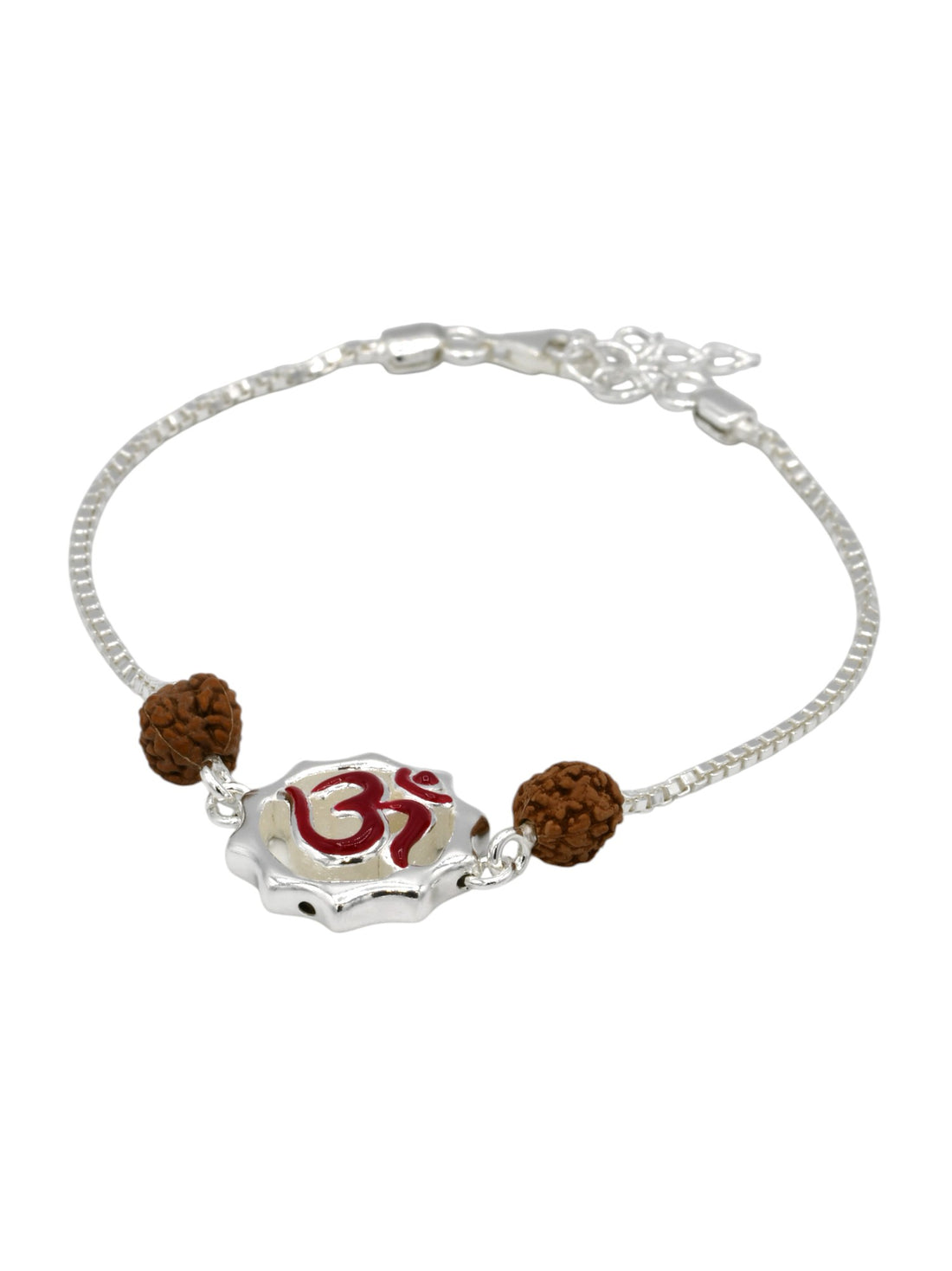 Silver Om Rudraksh Rakhi Bracelet - Roop Darshan
