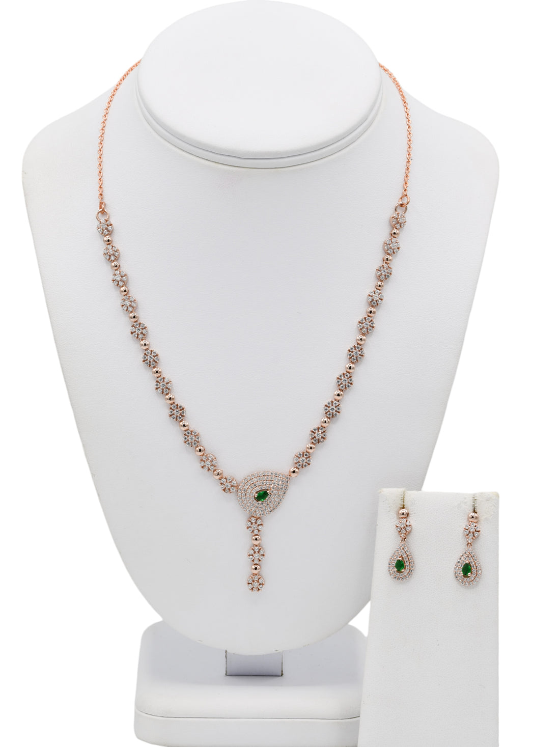 Silver CZ Necklace Set - Roop Darshan