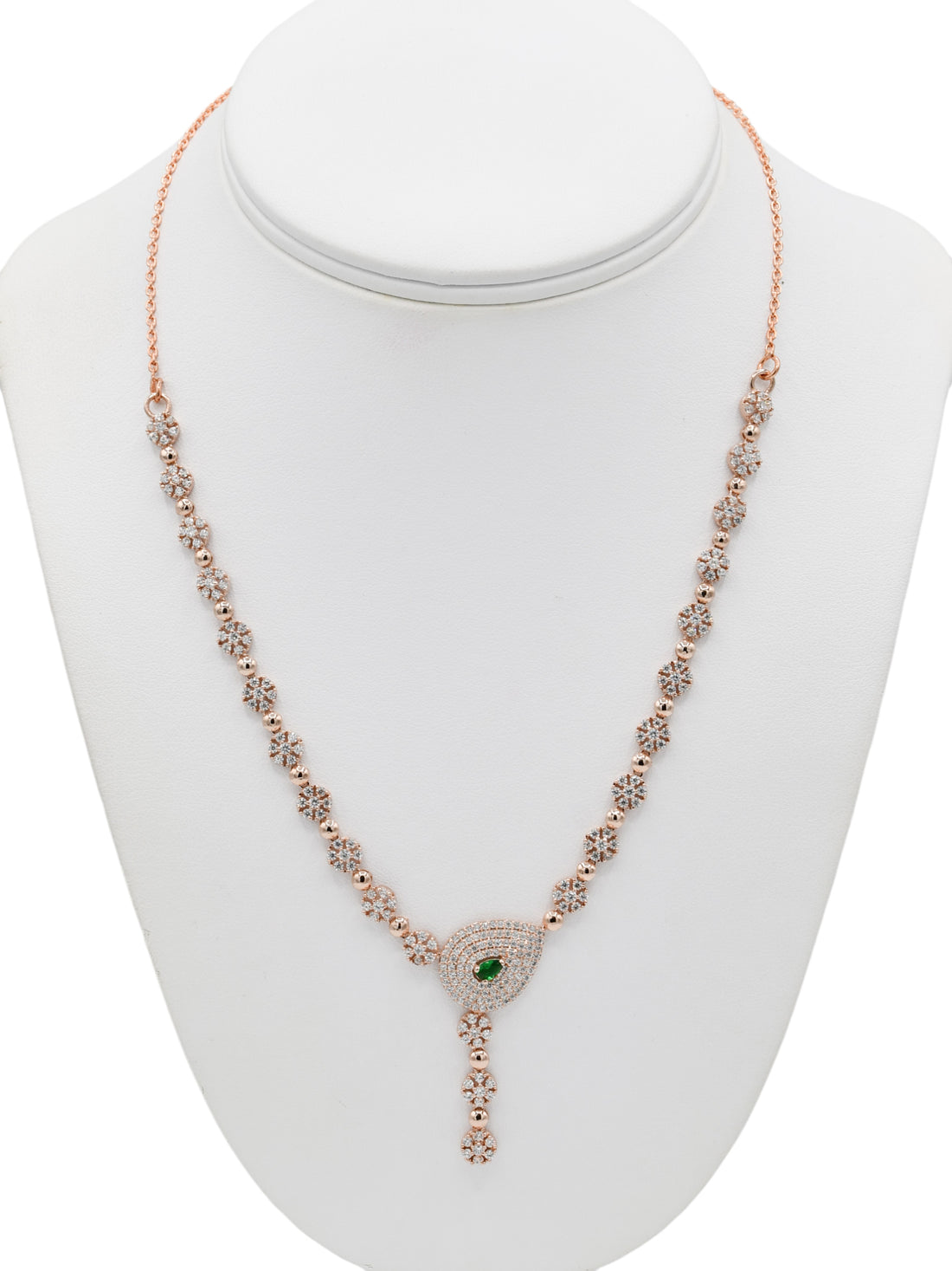 Silver CZ Necklace Set - Roop Darshan